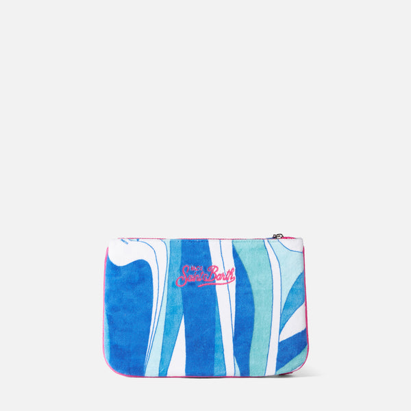 Parisienne terry pouch bag with wave print