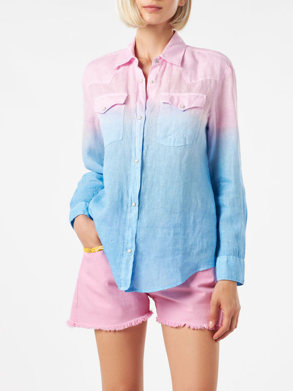 Woman shirt with pink and blue gradient colors