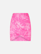 Woman cotton mini skirt with toile de jouy print