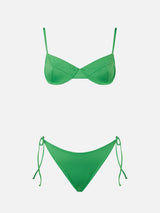 Woman green bralette bikini