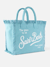 Light blue cotton canvas Vanity tote bag