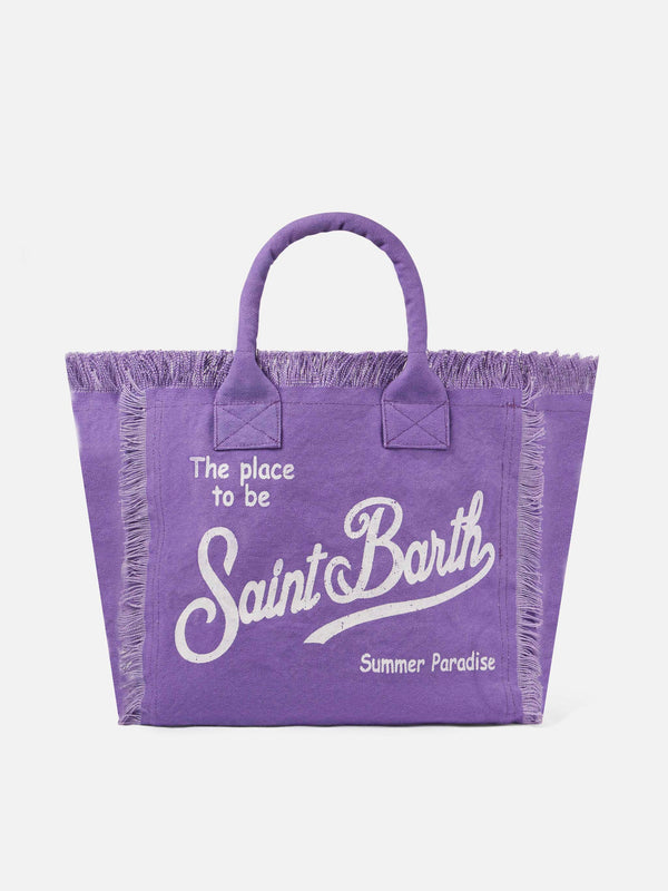 Vanity purple canvas shoulder bag