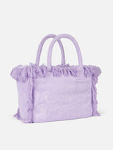 Vanity lilac terry shoulder bag with embossed logo