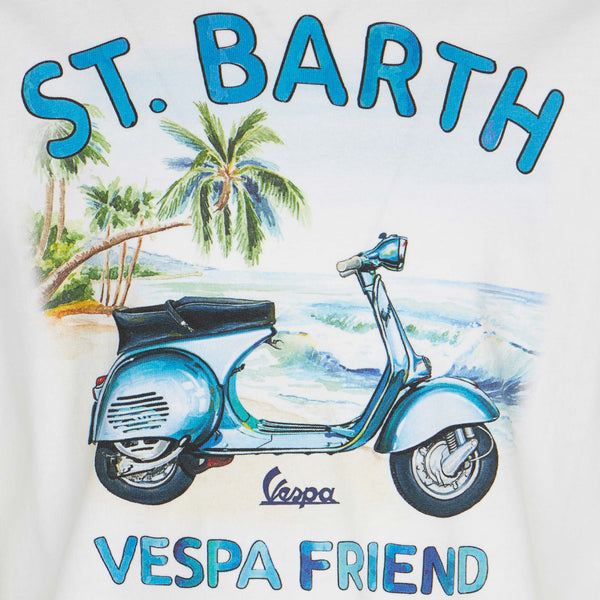 Boy cotton t-shirt with St. Barth Vespa friend print | Vespa® Special Edition