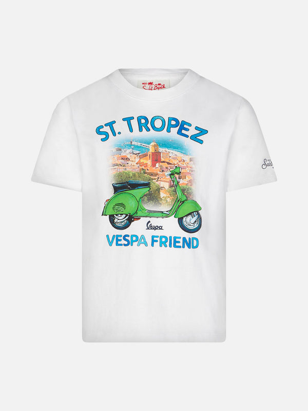 Boy cotton t-shirt with St. Tropez Vespa print | VESPA® SPECIAL EDITION