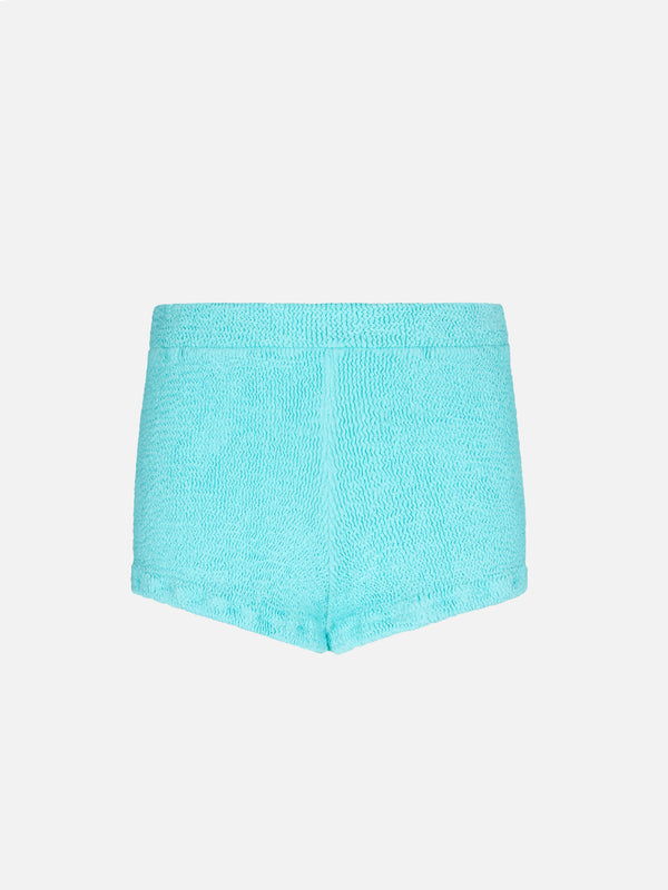 Girl water green crinkle shorts