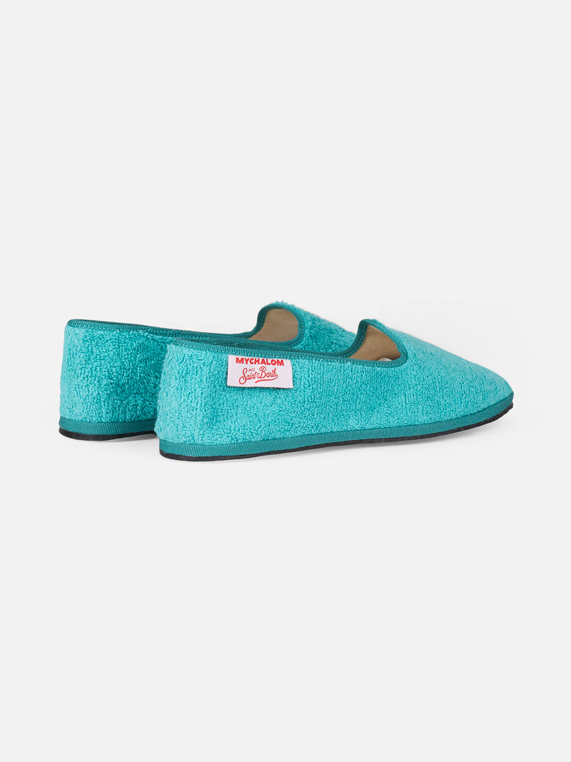 Woman aquamarine terry slipper loafers | MY CHALOM SPECIAL EDITION