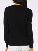 Woman crewneck black sweater with Splendida Splendente rhinestone print | NIKI DJ SPECIAL EDITION
