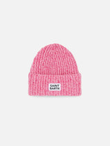 Girl pink mouliné beanie with Saint Barth embroidery