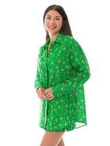 Camicia in lino paisley verde