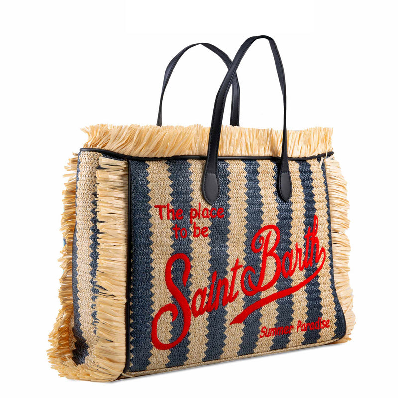 Vanity straw bag with embroidery