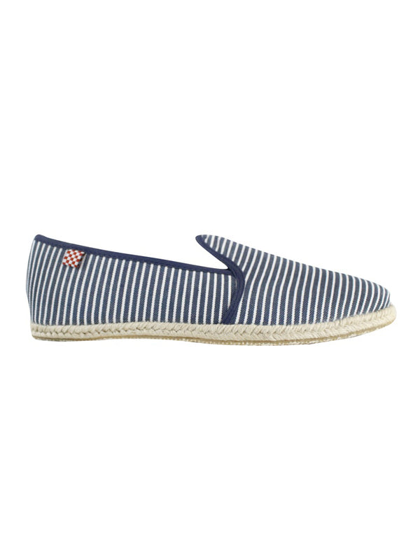 White and Blue Striped Canvas Shoes