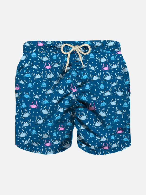 Boy swim shorts with multicolor crabs print