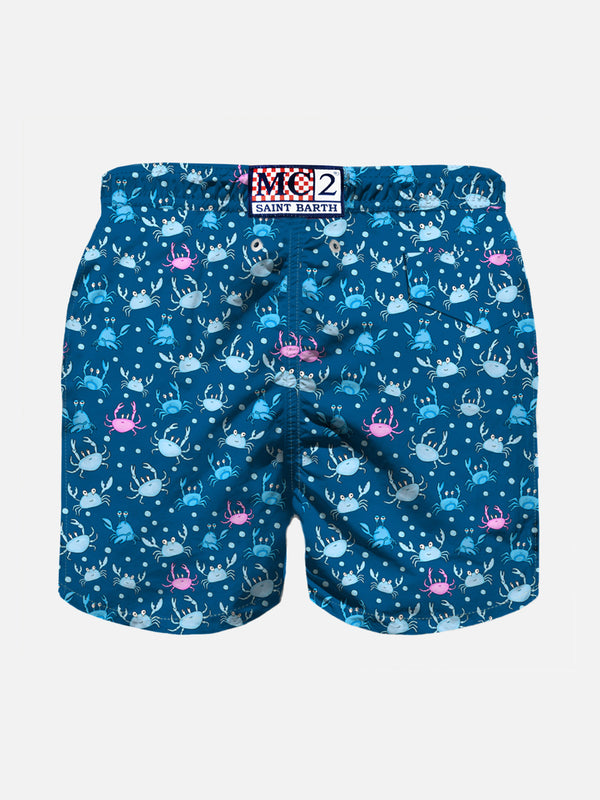 Boy swim shorts with multicolor crabs print