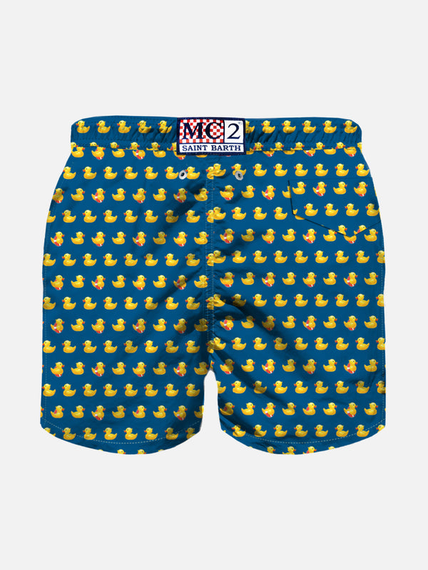 Boy swim shorts with ducky print
