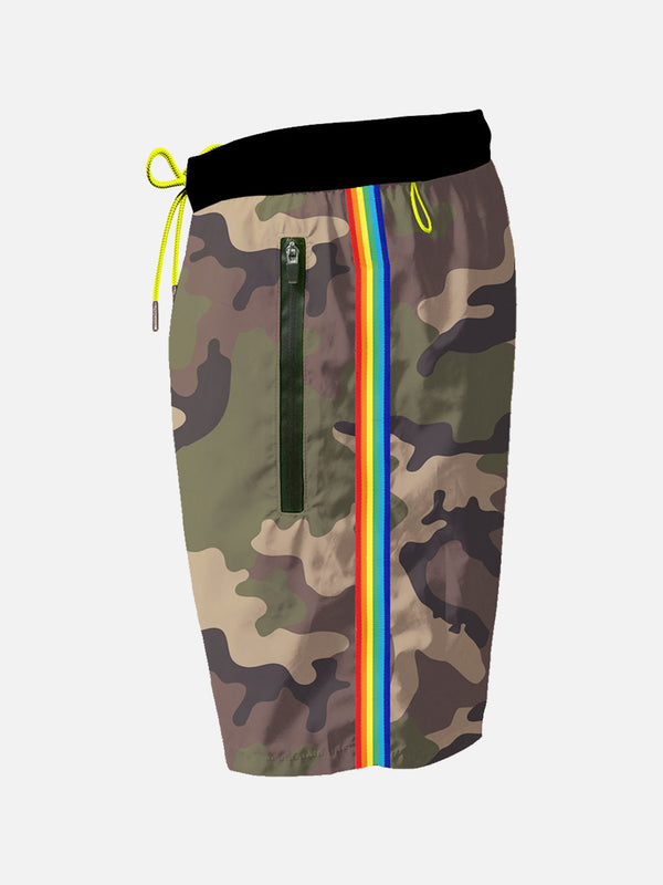 Light fabric man swim shorts with zipped pockets