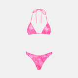 Woman triangle bikini with toile de jouy print