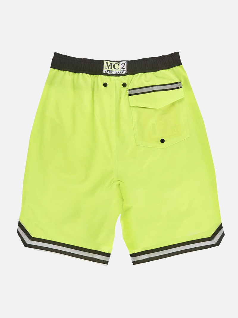 Fluo yellow swim shorts surf style