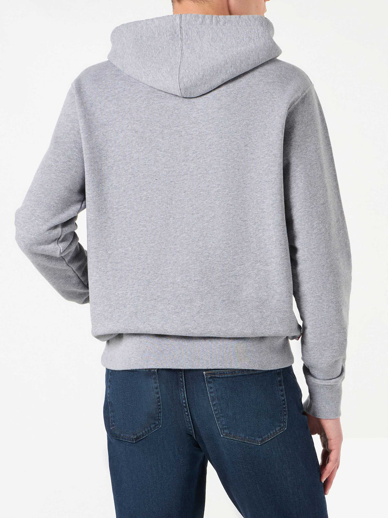 Man cotton hooded grey sweatshirt