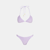 Woman lilac terry triangle bikini with charms