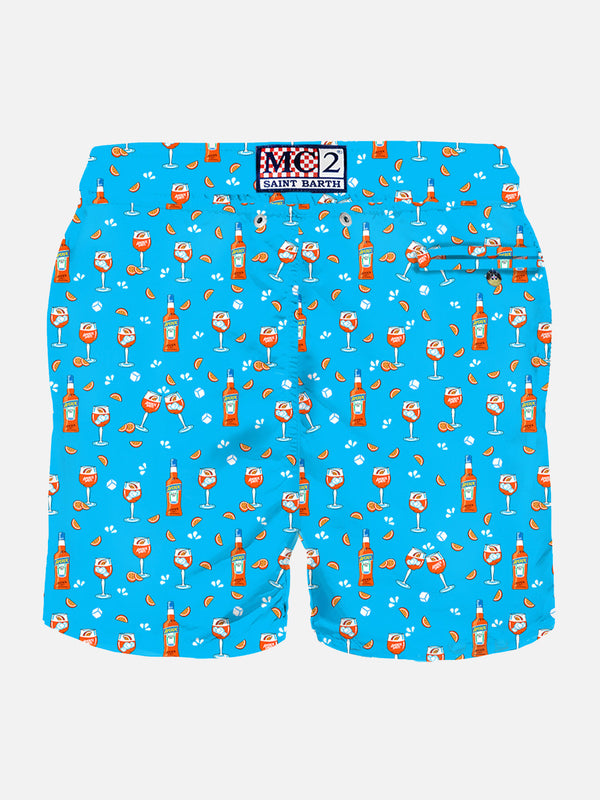 Man light fabric swim shorts with Aperol Spritz print | APEROL SPECIAL EDITION