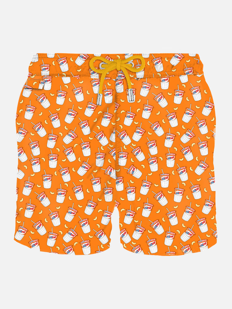 Man light fabric swim shorts with Estathé print | ESTATHé® SPECIAL EDITION