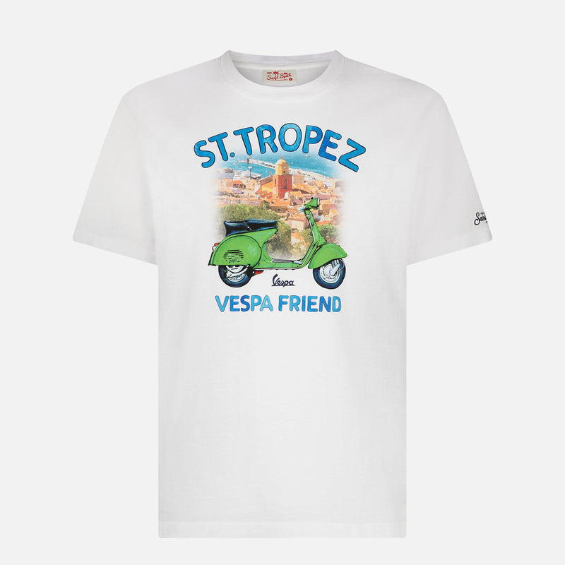 T-shirt da uomo in cotone con stampa Vespa St. Tropez | EDIZIONE SPECIALE VESPA®