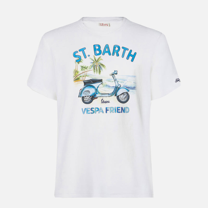 Man cotton t-shirt with St. Barth Vespa Friend print | VESPA® SPECIAL EDITION