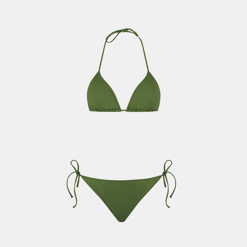 Woman military green triangle bikini