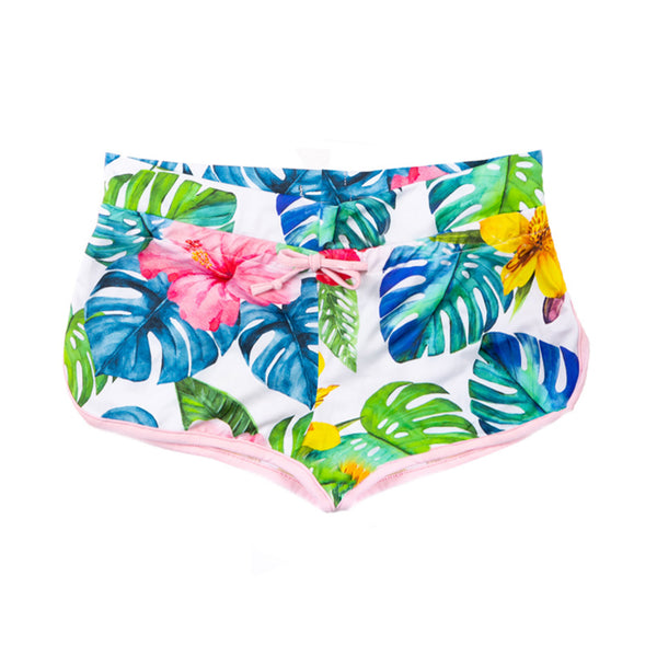 Multicolor flowers print girl beach shorts