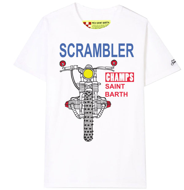 T-shirt Scrambler in cotone bianco
