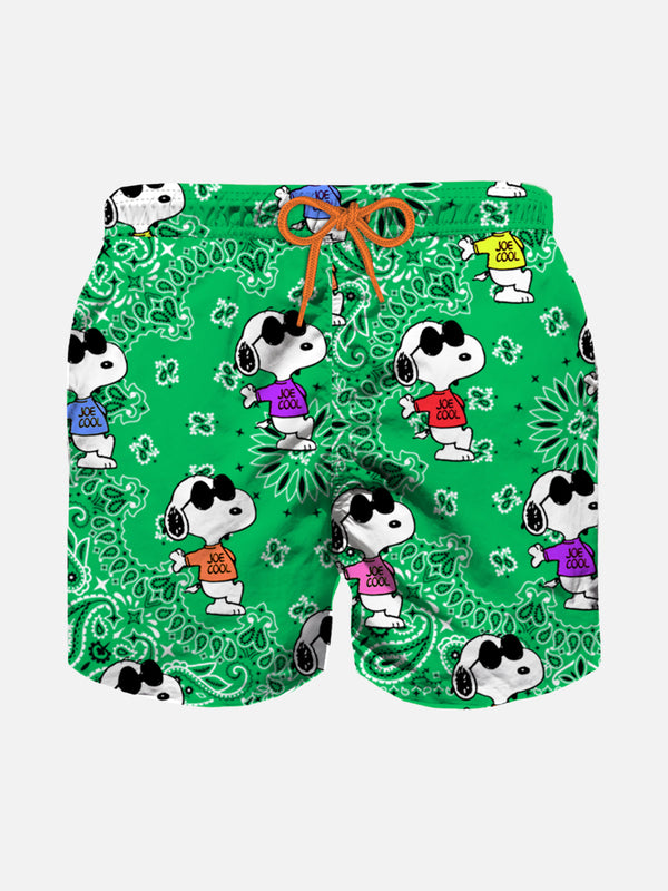 Boy green swim shorts with bandanna pattern and Snoopy | SNOOPY - PEANUTS™ SPECIAL EDITION