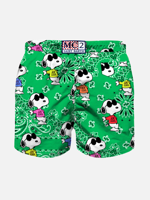 Boy green swim shorts with bandanna pattern and Snoopy | SNOOPY - PEANUTS™ SPECIAL EDITION