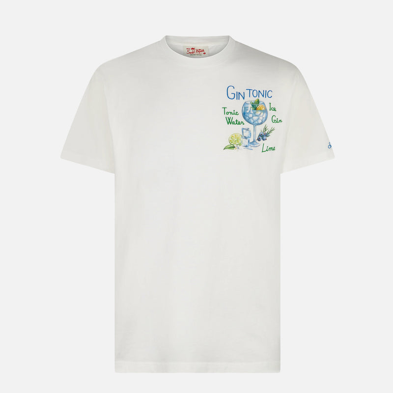 T-shirt da uomo in cotone con ricamo Gin Tonic