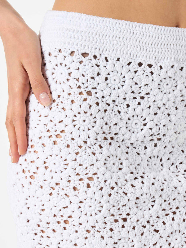 White crochet mini skirt