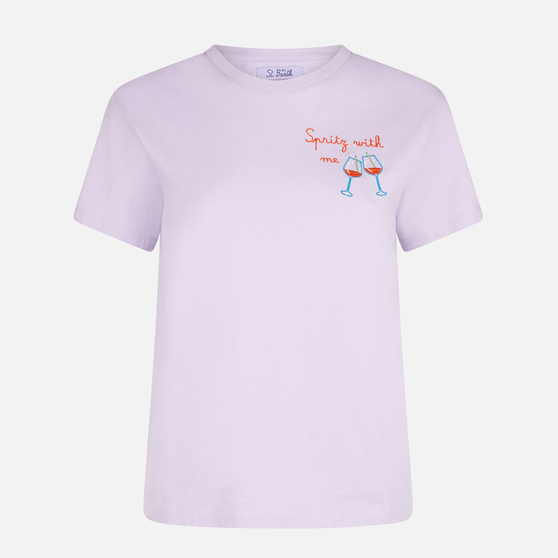 Woman cotton t-shirt with Spritz with me embroidery