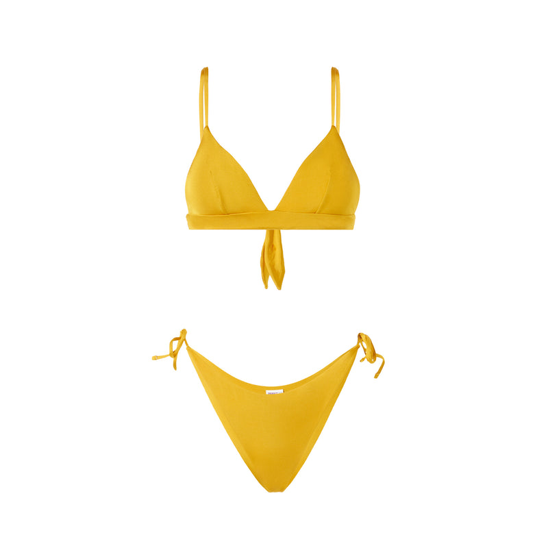Woman triangle bikini with cheeky swim briefs