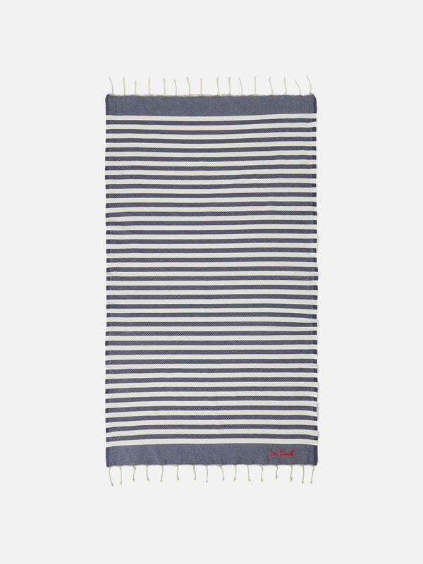 Fouta classic honeycomb with white and blue stripes