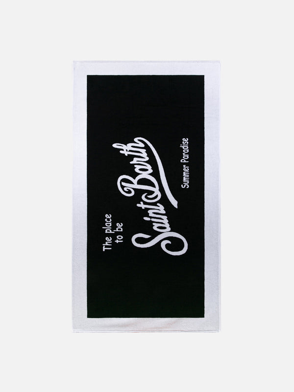 Soft terry beach towel with white frame
