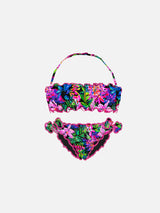 Girl bandeau bikini with flowers print