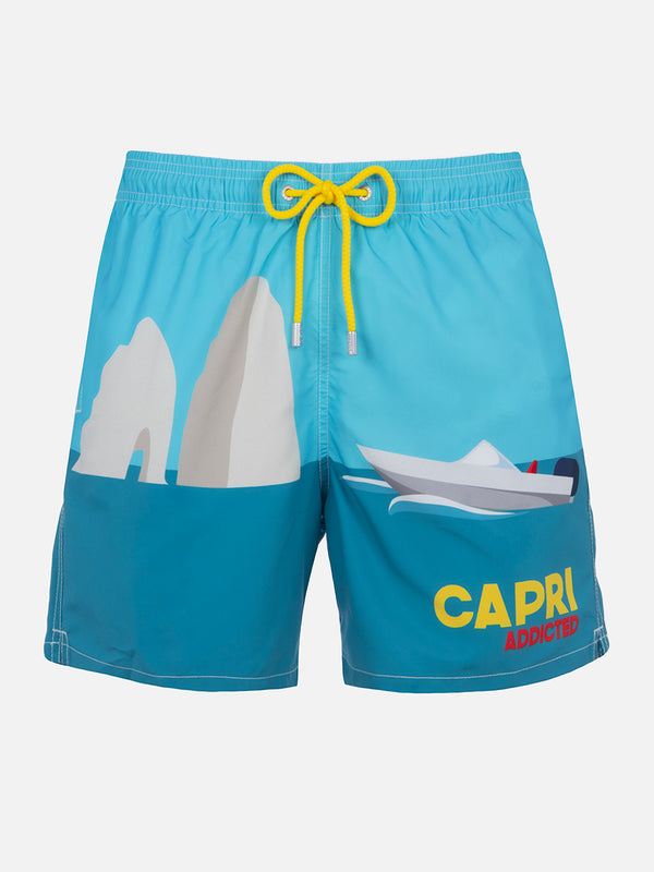 Mittellange Gustavia-Badeshorts für Herren mit Capri-Aufdruck