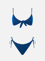 Bikini donna bralette plissettato blu