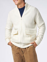 Man knitted bomber with felt pockets