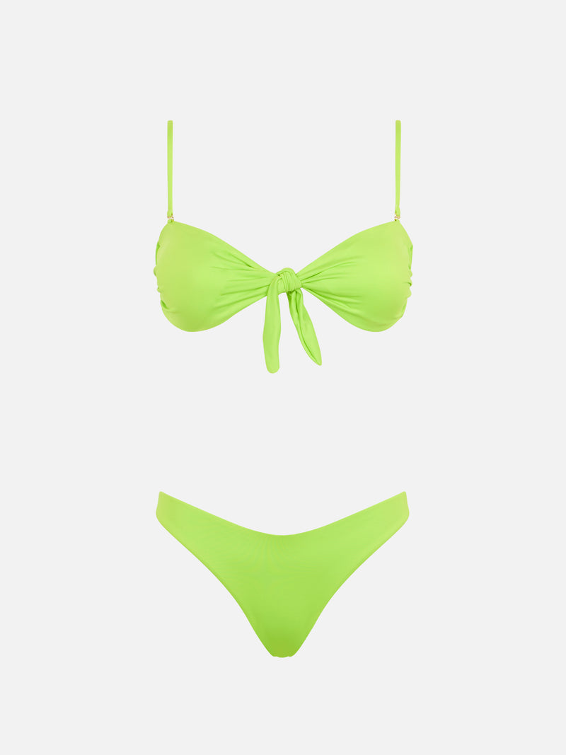 Acid green bandeau bikini