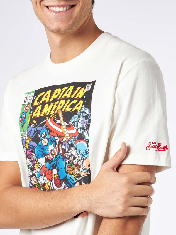 T-shirt da uomo in cotone pesante con stampa Capitan America | EDIZIONE SPECIALE MARVEL
