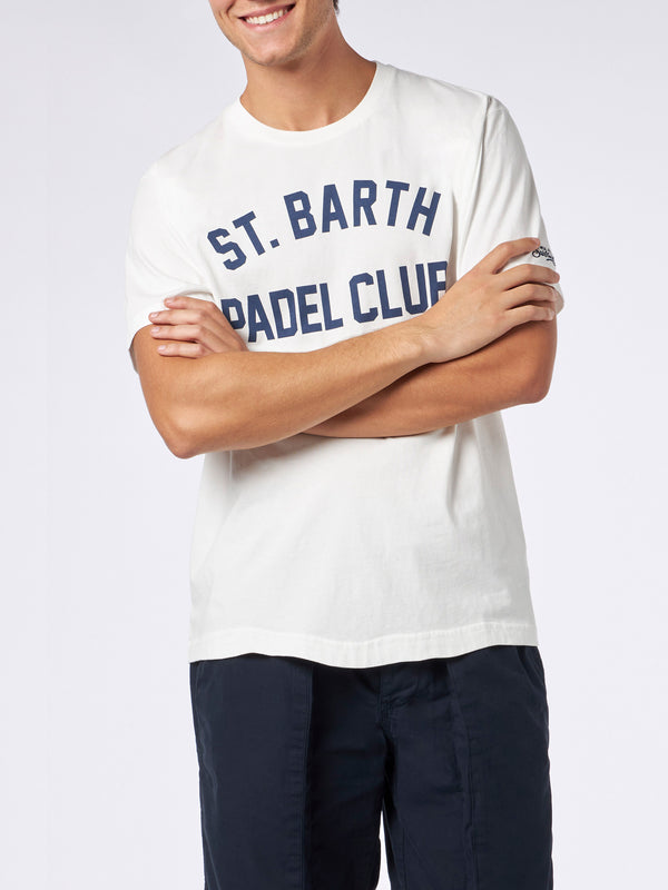 T-shirt da uomo in cotone pesante con stampa St. Barth Padel Club