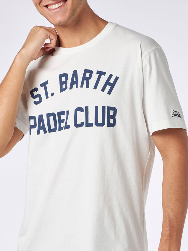 T-shirt da uomo in cotone pesante con stampa St. Barth Padel Club