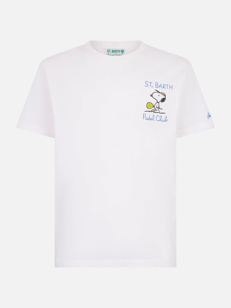 Man heavy cotton t-shirt with Snoopy Padel embroidery |SNOOPY PEANUTS™ SPECIAL EDITION