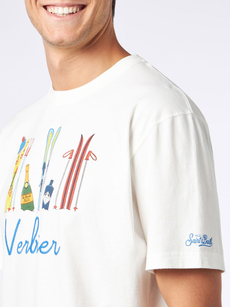 Man heavy cotton t-shirt with Verbier front embroidery