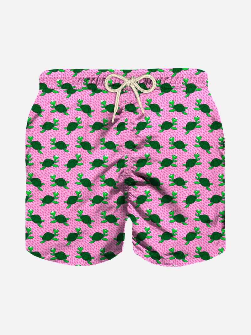 Boy swim shorts with turtle print